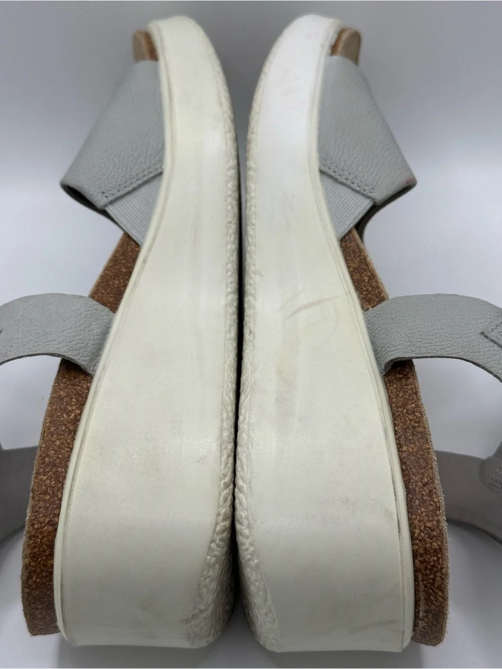 ECCO Flowt Women's Grey Leather Cork-Heeled Wedge Sandal Size 40 EU/9 US Comfort